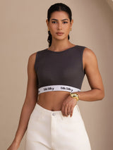 [Gray] SilkSilky-UK Sleeveless Crew Neck Camisole 005