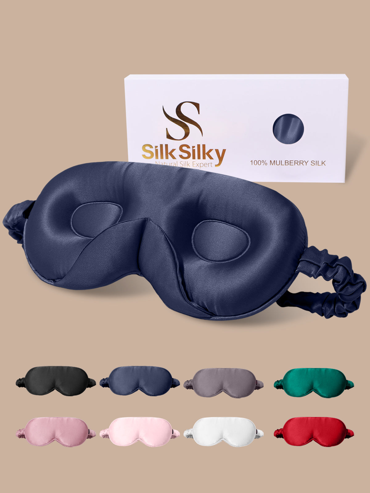 [Dark Blue] SilkSilky-UK Pure Silk Eye Mask 001