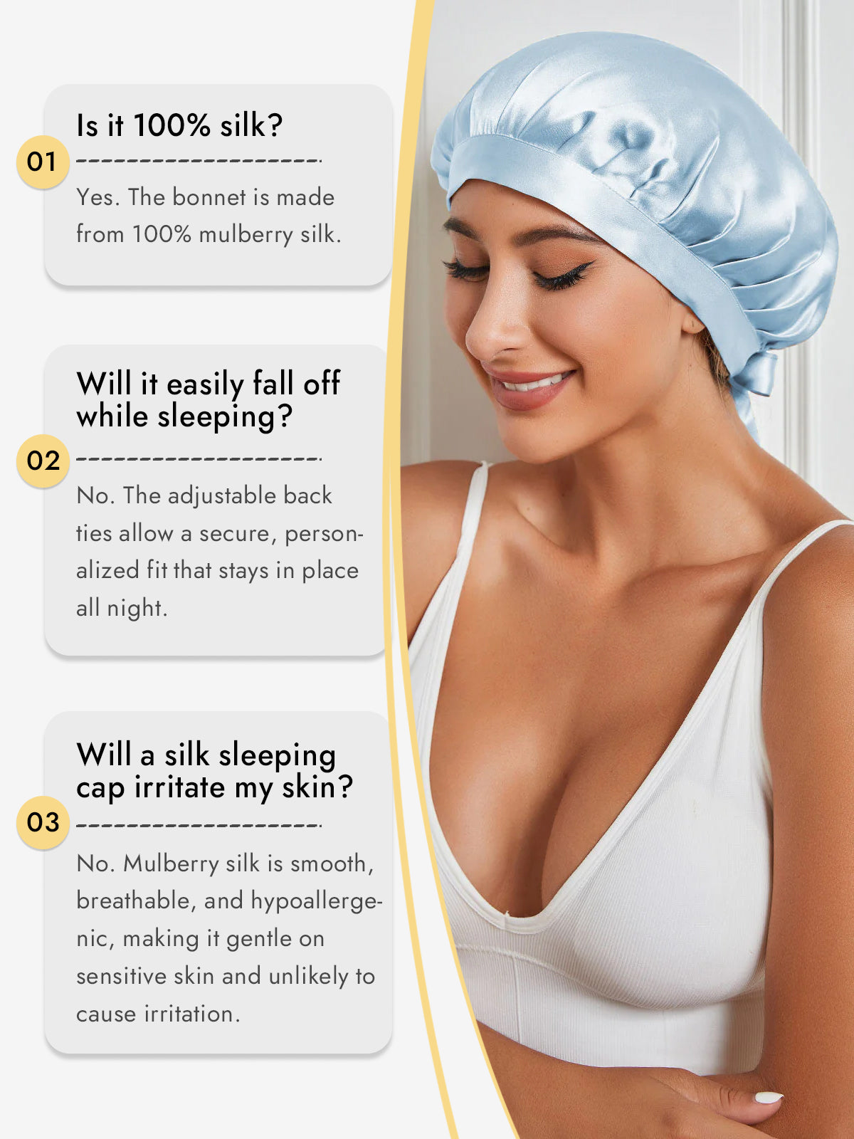 [Light Blue] SilkSilky-UK Pure Silk Sleep Cap 006