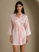 [Light Pink] SilkSilky-UK 3/4 Sleeve Women's Dressing Gown 001