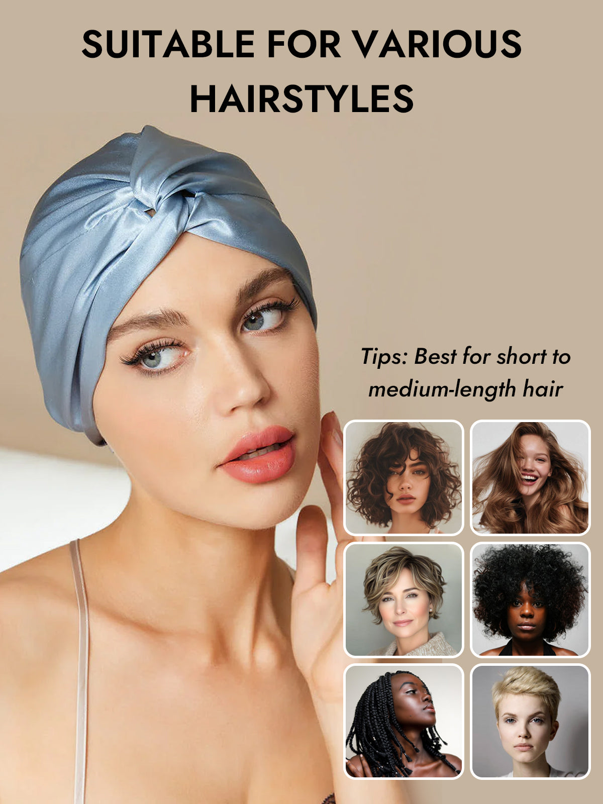 [Steel Blue] SilkSilky-UK Pure Silk Sleep Cap 006