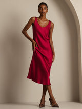 [Wine] SilkSilky-UK Sleeveless Dress 006
