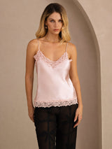 [Pink] SilkSilky-UK Spaghetti Strap V Neck Camisole 001
