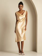 [Champagne] SilkSilky-UK Sleeveless Cowl Neck Dress 005
