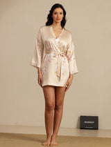 [Champagne] SilkSilky-UK 3/4 Sleeve Women's Dressing Gown 008