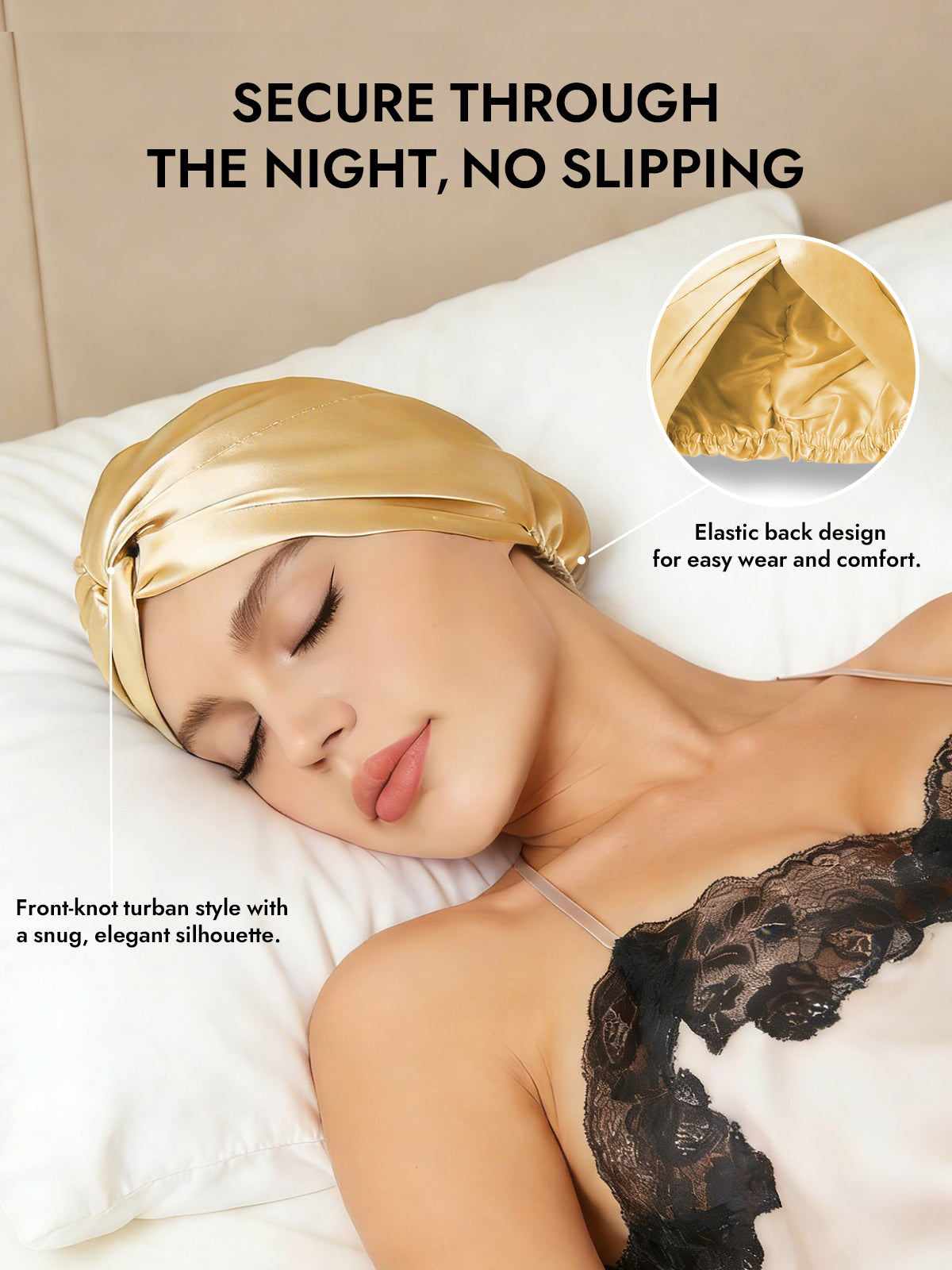 [Champagne] SilkSilky-UK Pure Silk Sleep Cap 005