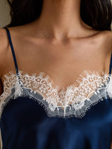 [Dark Blue] SilkSilky-UK Spaghetti Strap V Neck Camisole 004