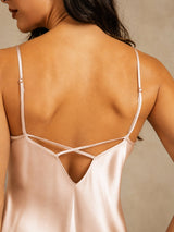 [Pink] SilkSilky-UK Spaghetti Strap V Neck Nightdress 005