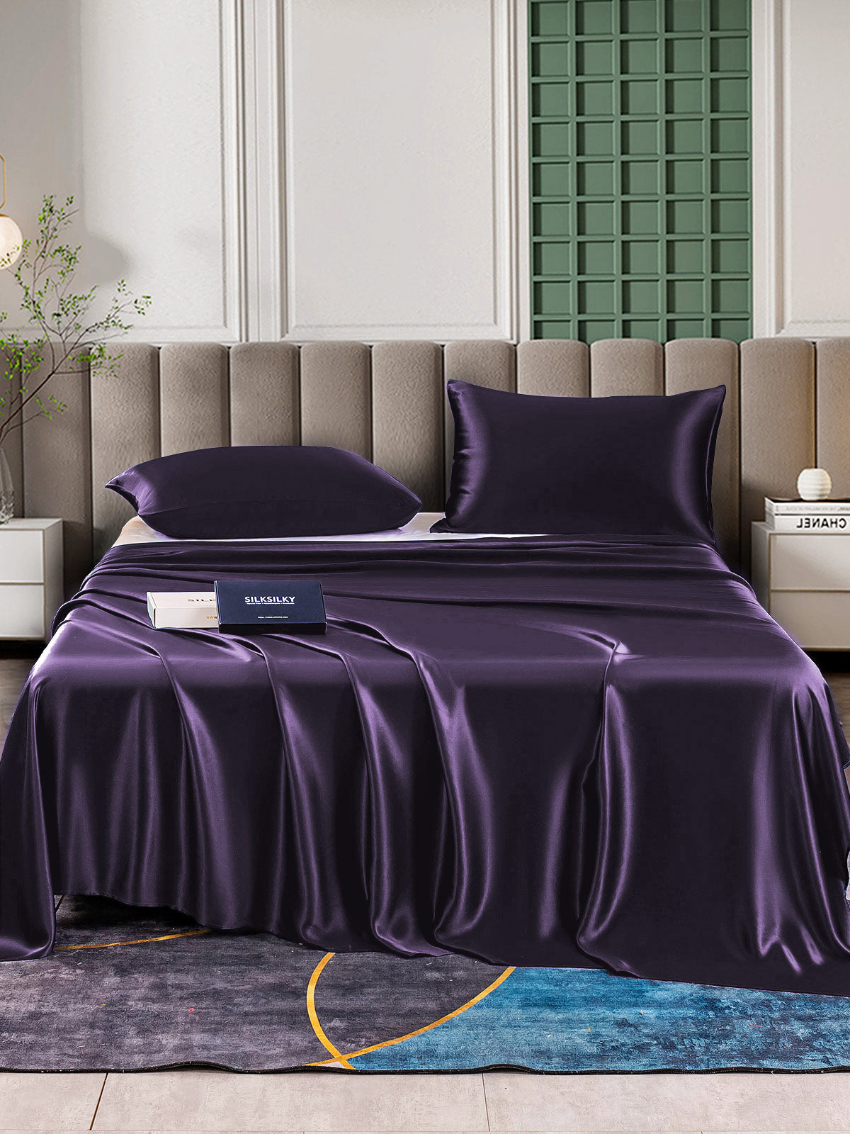 [Deep Purple] SilkSilky-UK 22Momme Pure Silk Bedding Set 001,