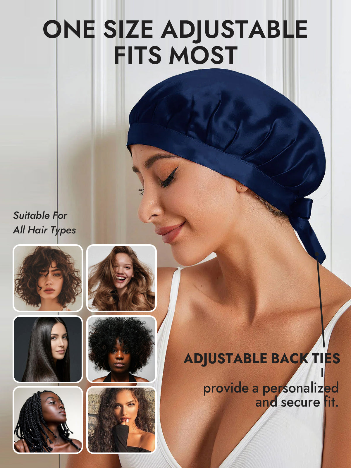 [Dark Blue] SilkSilky-UK Pure Silk Sleep Cap 005