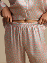 [Pink Heart Geo] SilkSilky-UK Short Sleeve Lapel Collar Women's Pyjamas 007