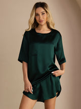 [Dark Green] SilkSilky-UK Short Sleeve Round Neck Women's Pyjamas 005