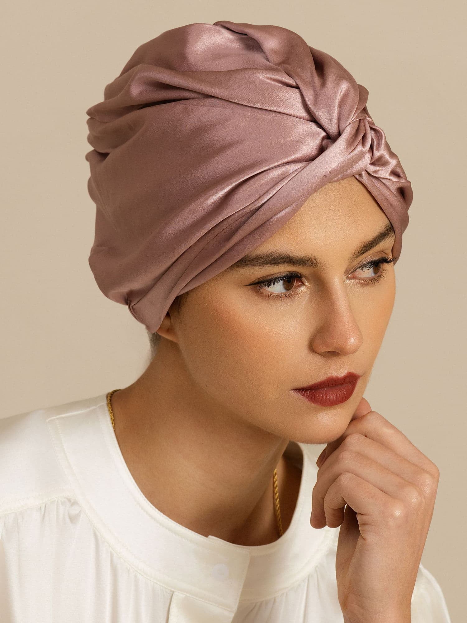 [Pale Mauve] SilkSilky-UK 22Momme Sleep Cap 001