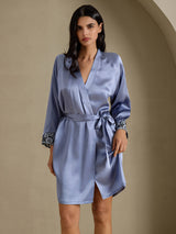 [Steel Blue] SilkSilky-UK 3/4 Sleeve Women's Dressing Gown 004