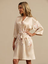 [Champagne] SilkSilky-UK 3/4 Sleeve Women's Dressing Gown 001