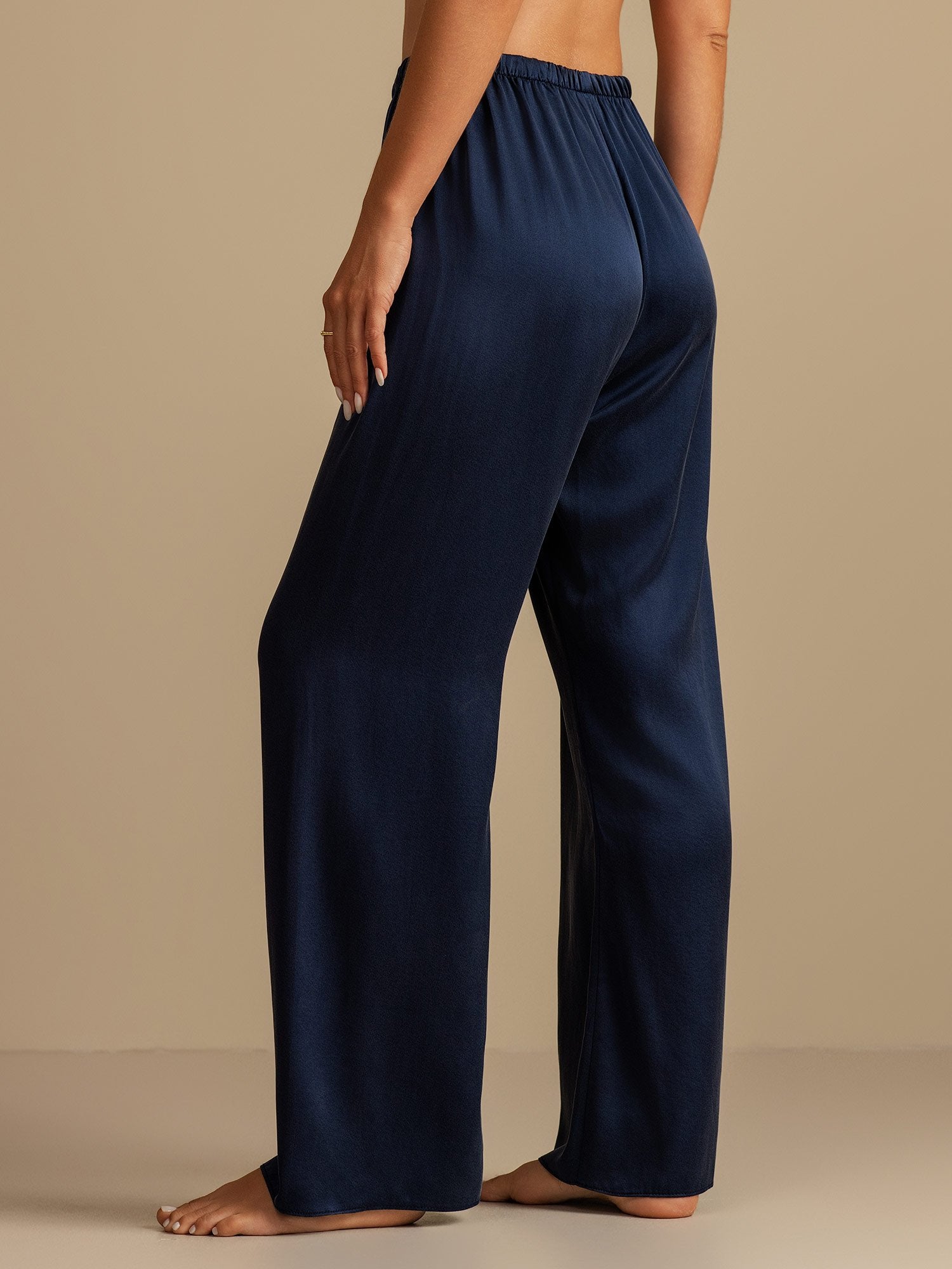 [Dark Blue] SilkSilky-UK 19Momme Machine-Washable Silk Womens Sleep Bottoms 002