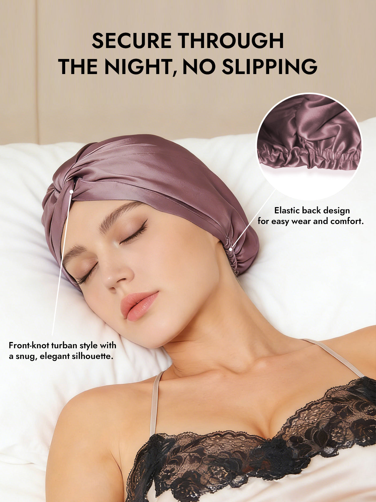 [Pale Mauve] SilkSilky-UK Pure Silk Sleep Cap 005