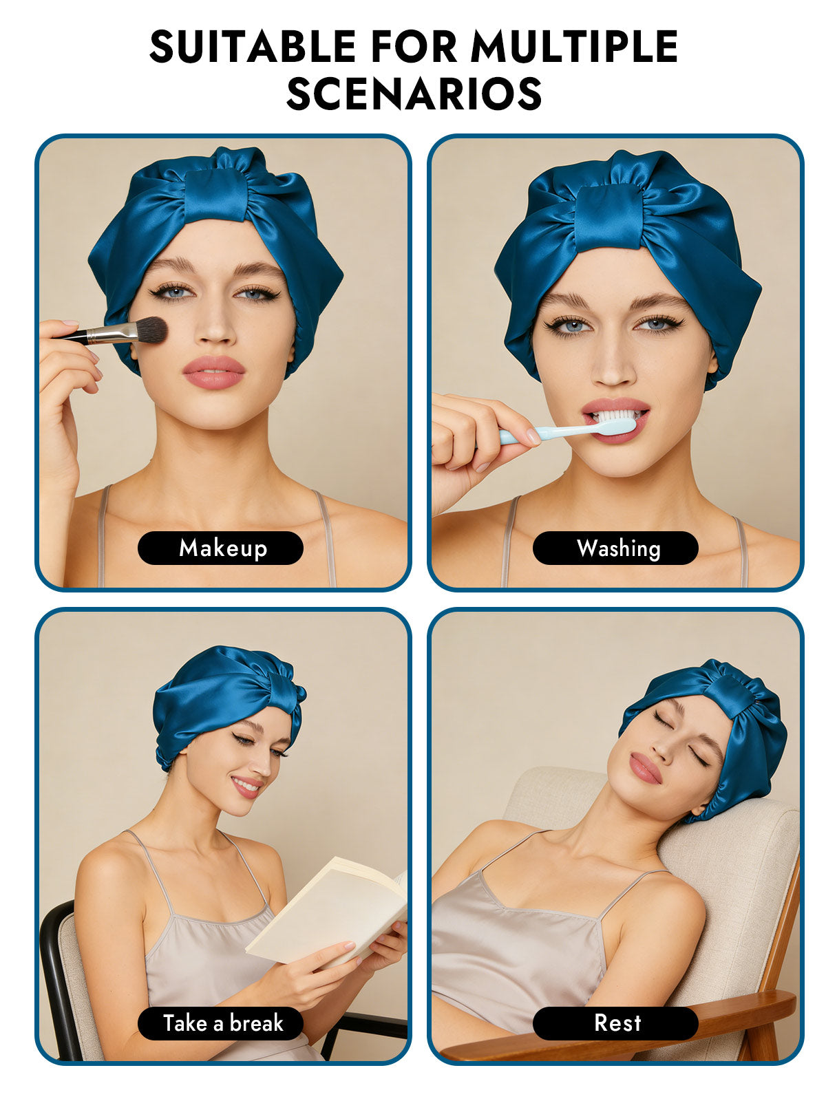 [Teal] SilkSilky-UK Sleep Cap 006