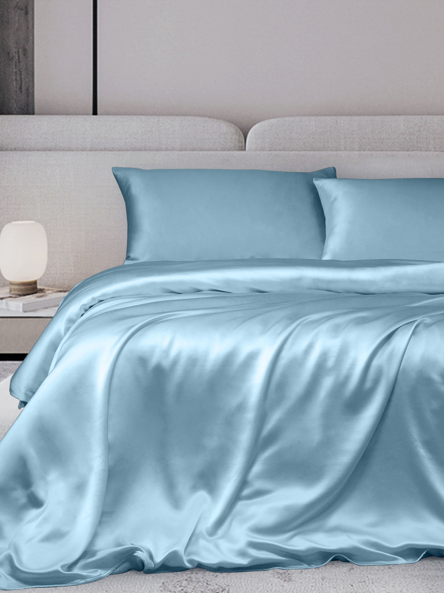 [Light Blue] SilkSilky-UK 19Momme Bed Linen Set 001