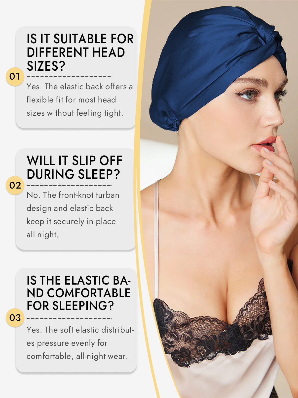 [Dark Blue] SilkSilky-UK Sleep Cap 008