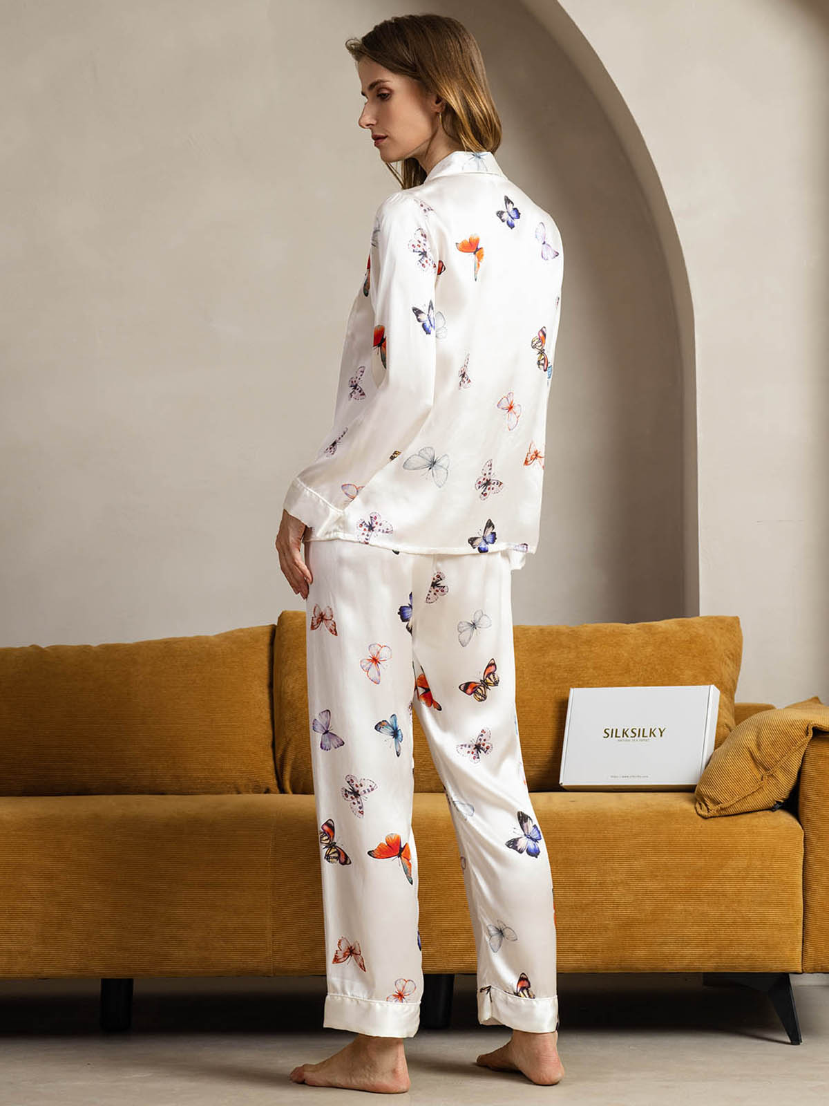[White Butterfly] SilkSilky-UK Pure Silk Womens Pajamas 002