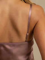 [Pale Mauve] SilkSilky-UK Spaghetti Strap V Neck Nightdress 006