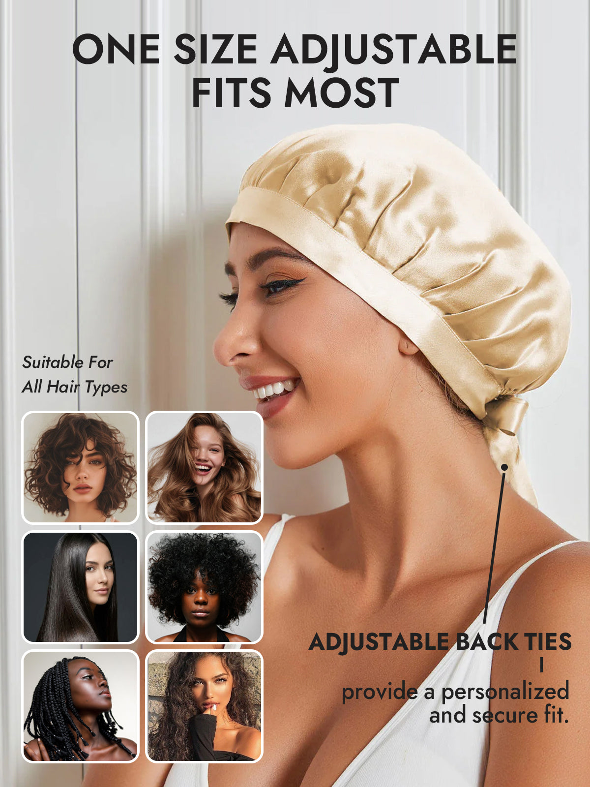 [Champagne] SilkSilky-UK Pure Silk Sleep Cap 005