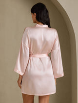 [Light Pink] SilkSilky-UK 3/4 Sleeve Women's Dressing Gown 002
