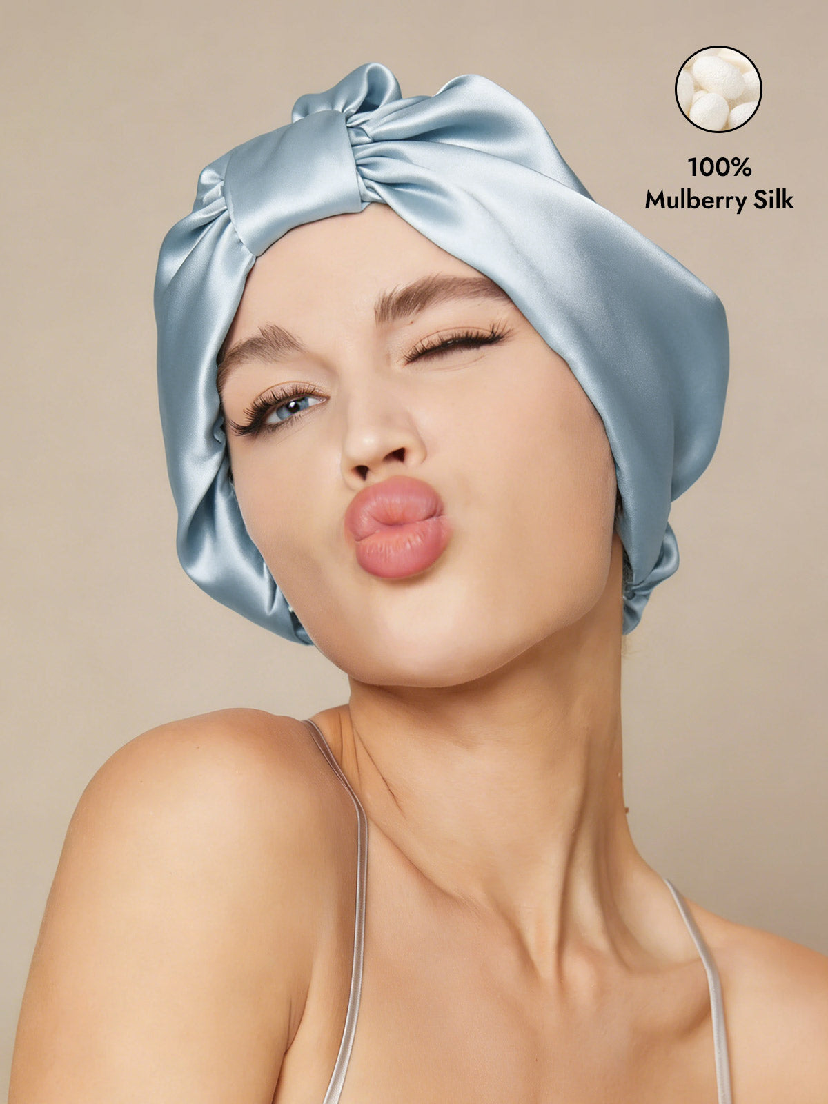 [Light Blue] SilkSilky-UK Sleep Cap 001