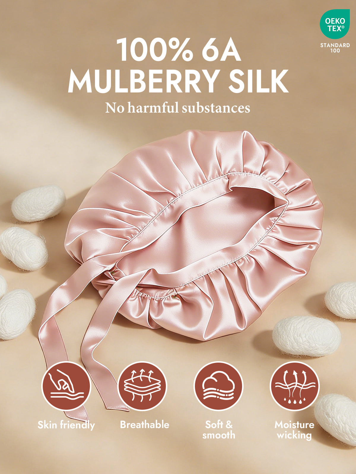 [Pink] SilkSilky-UK Pure Silk Sleep Cap 002