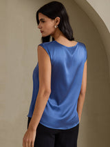[Real Teal] SilkSilky-UK Cap Sleeve Round Neck Women's T-Shirt 002