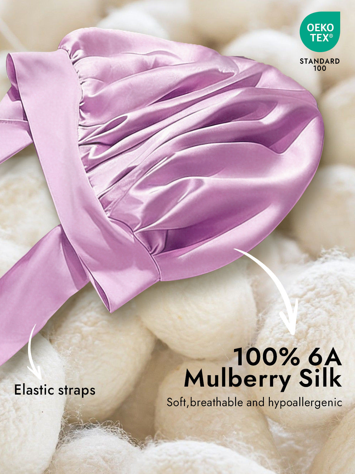 [Lavender] SilkSilky-UK Pure Silk Sleep Cap 002