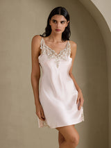[Pink] SilkSilky-UK Spaghetti Strap V Neck Nightdress 001