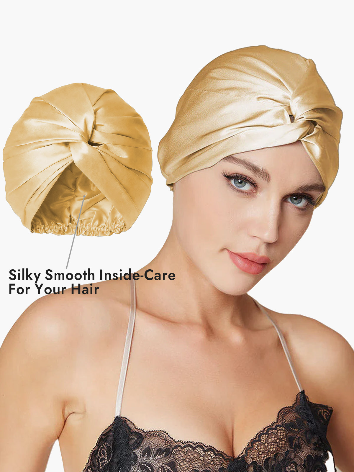 [Champagne] SilkSilky-UK Pure Silk Sleep Cap 002