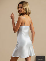 [Light Blue] SilkSilky-UK Spaghetti Strap V Neck Nightdress 002