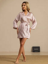 [Pink Heart Geo] SilkSilky-UK Long Sleeve Women's Dressing Gown 006