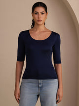 [Dark Blue] SilkSilky-UK Half Sleeve Women's T-Shirt 001