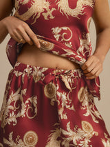 [Wine Dragon] SilkSilky-UK Spaghetti Strap V Neck Camisole Set 006