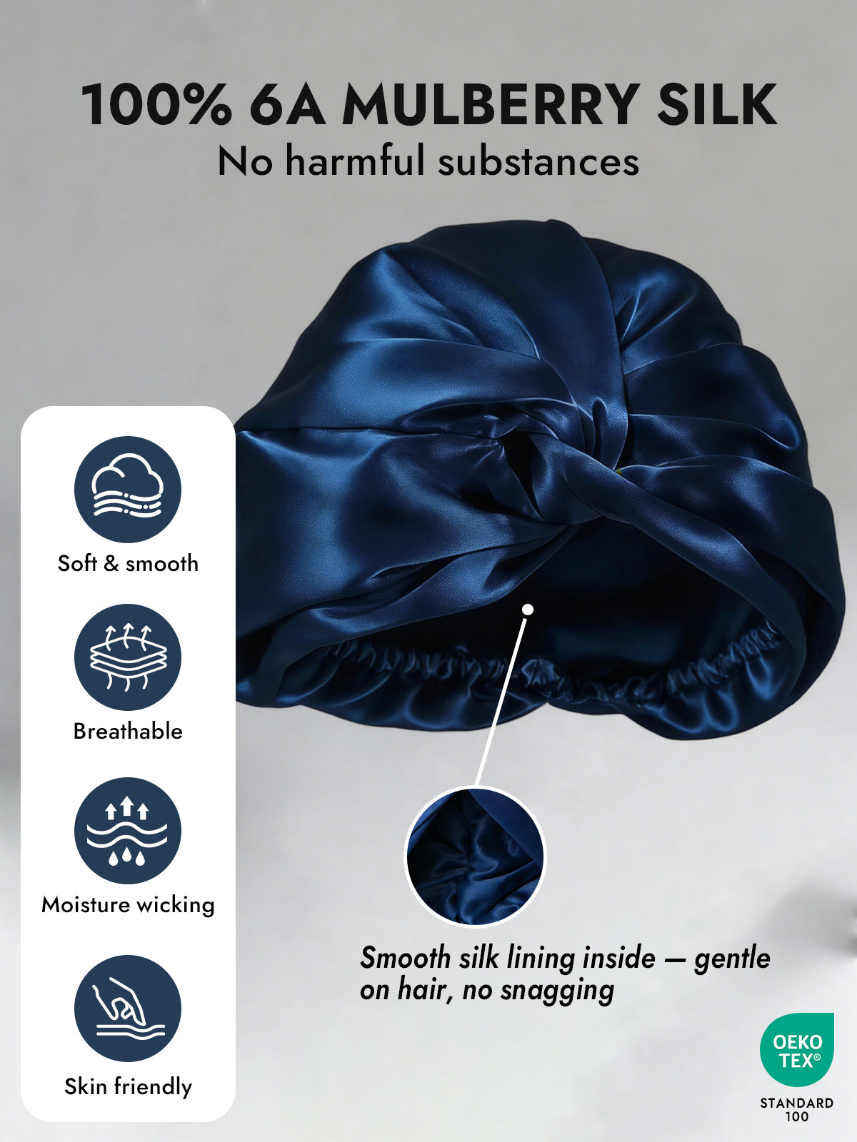 [Dark Blue] SilkSilky-UK Sleep Cap 004