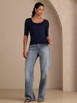 [Dark Blue] SilkSilky-UK Half Sleeve Women's T-Shirt 006