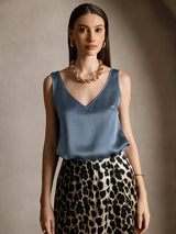 [Real Teal] SilkSilky-UK Sleeveless V Neck Camisole 003