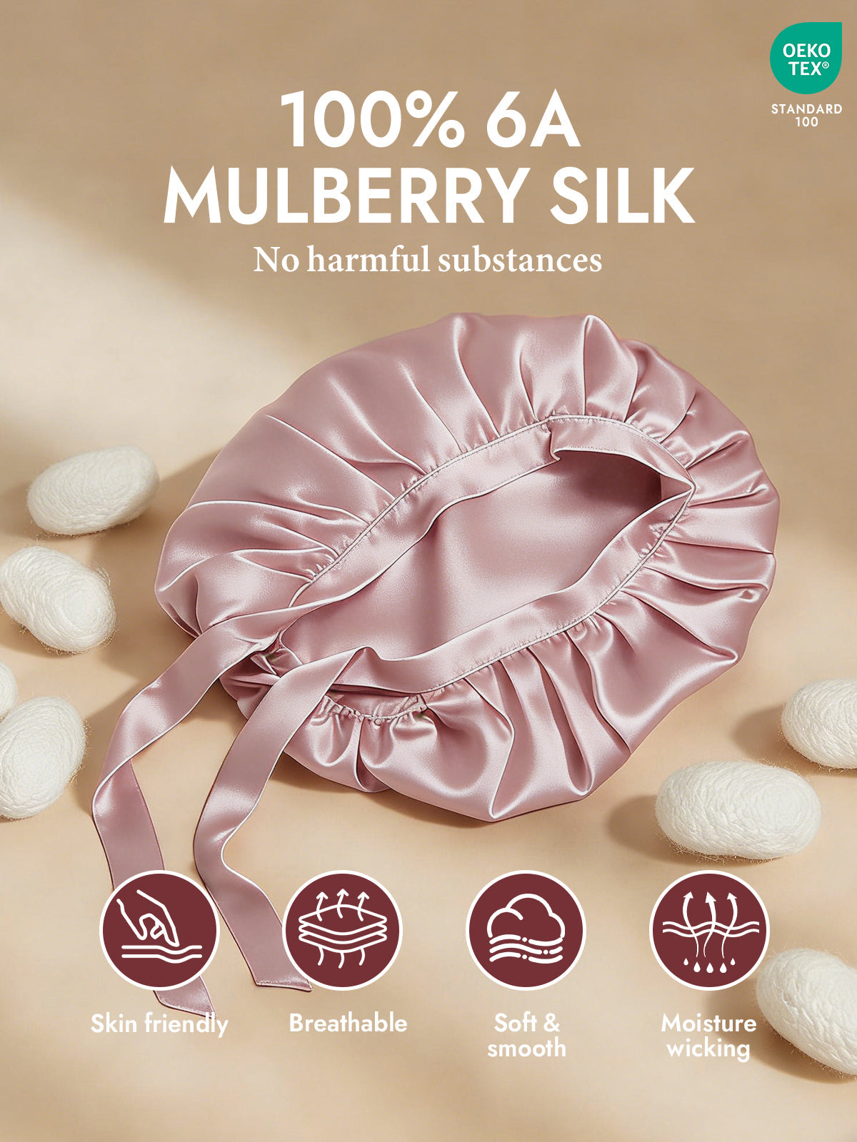 [Pale Mauve] SilkSilky-UK Pure Silk Sleep Cap 002