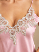 [Light Pink] SilkSilky-UK Spaghetti Strap V Neck Nightdress 004