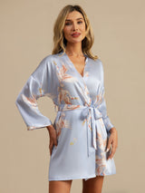 [Light Blue] SilkSilky-UK 3/4 Sleeve Women's Dressing Gown 002