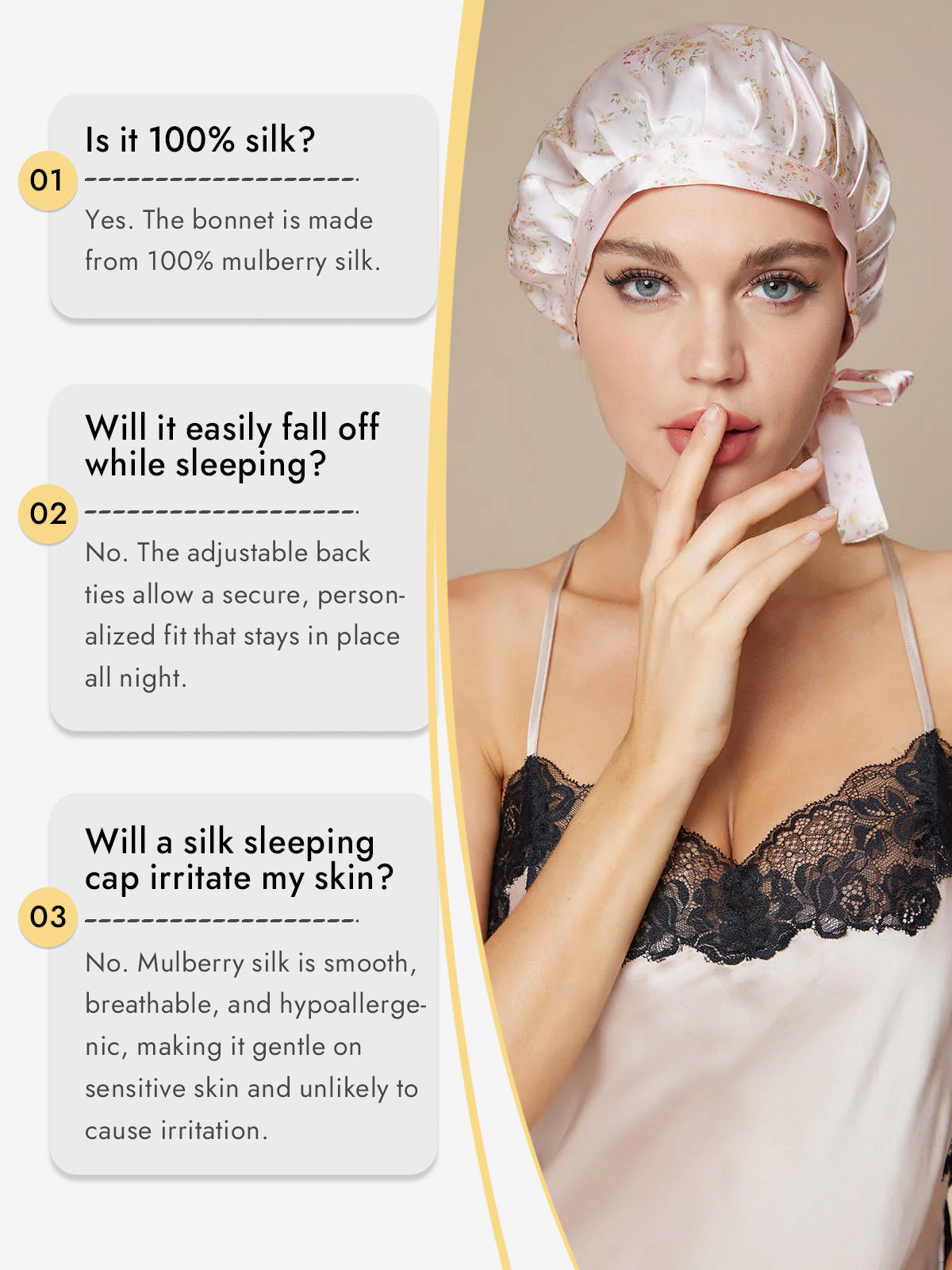 [Multi] SilkSilky-UK Pure Silk Sleep Cap 006