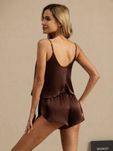 [Brown] SilkSilky-UK Spaghetti Strap Camisole Set 002