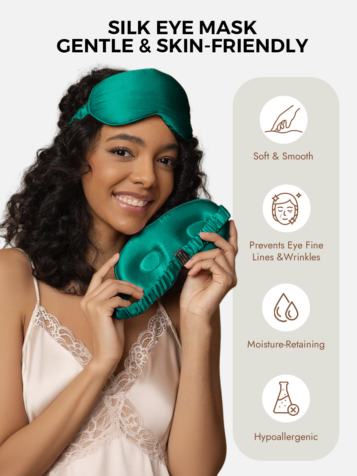 [Dark Green] SilkSilky-UK Pure Silk Eye Mask 003