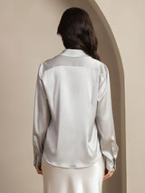 [Light Gray] SilkSilky-UK Long Sleeve Lapel Collar Women's Shirt 003