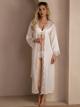 [White] SilkSilky-UK 3/4 Sleeve Womens Robe 007