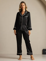 [Black] SilkSilky-UK Long Sleeve Notch Collar Women's Pyjamas 003